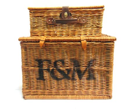 A FORTNUM &amp; MASON WICKER HAMPER  39cm high, 65cm wide (inclusive of carrying handles), 43cm deep; together with a modern 