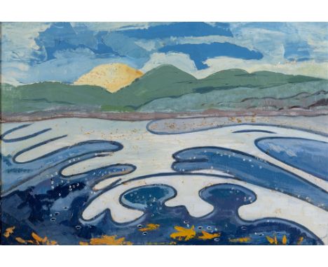 GRETA CONSTANCE DELF LINES (1917-2008) Stylised seascape Oil on canvas Signed lower right 55cm x 80.5cm