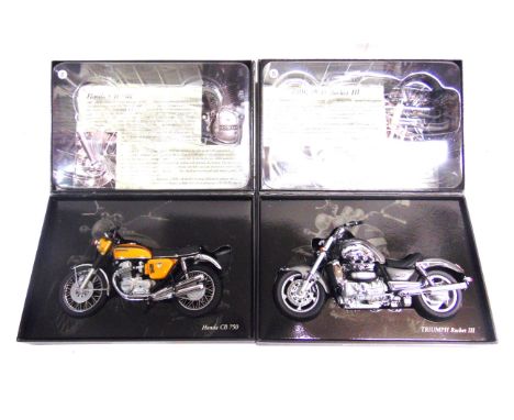 TWO 1/12 SCALE MINICHAMPS CLASSIC BIKE SERIES MODELS  comprising a No.13 (Item 122 133401), 2005 Triumph Rocket III, graphite