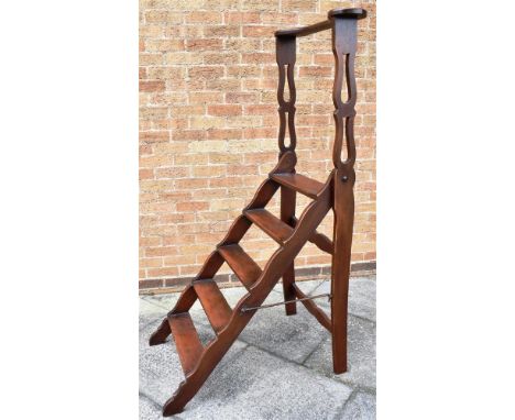 MAHOGANY SET OF LIBRARY STEPS  of five step configuration, H 164cm