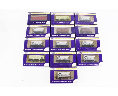 Thirteen Dapol OO gauge wagons. Including a B745 British Railways Fruit D wagon, a B643 12t Hopper, etc. in the original boxe