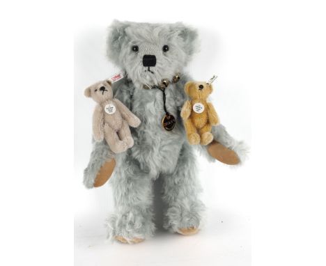 A collection of three teddy bears. Comprising one Steiff Club 1997, L10cm, one Steiff Club 2005, L10cm and one Deans Bluebell