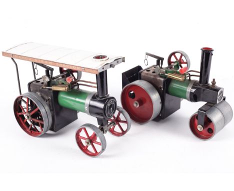 A collection of assorted vintage Mamod live steam engines and accessories. Including a steam tractor, a steam roller, a wagon