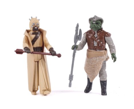 A collection of two Star Wars figures. Comprising one Tuskan Raider with Gaffi stick and cape, and one Lili Ledy Klaatu with 