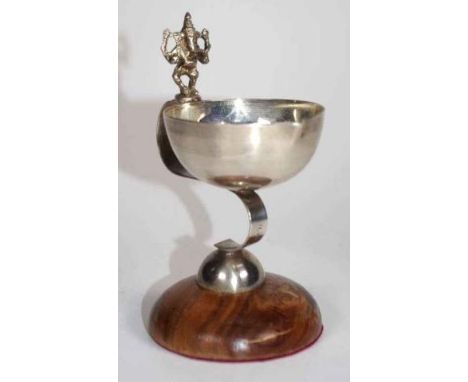 Indian silver oil lamp marked SILVER, 9cm high