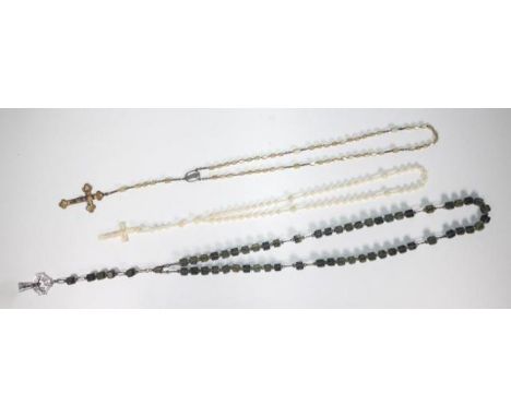 Three various vintage rosary beads