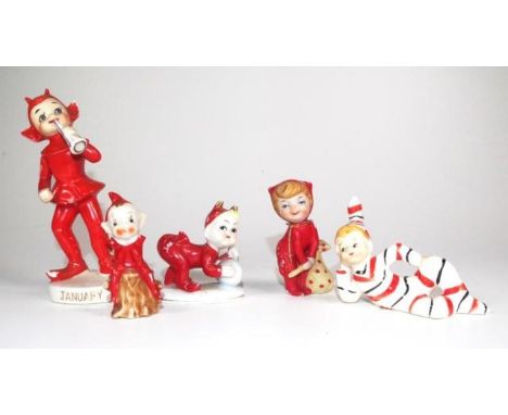Collection of 5 ceramic elves