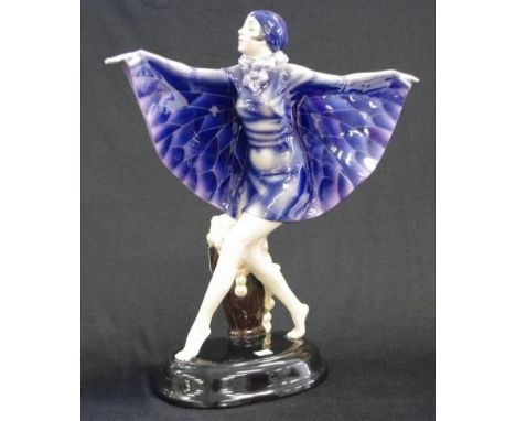 Huge Goldscheider art deco figure of dancing girl This is a dancing girl modeled by Joseph Lorenzl for Goldscheider from the 