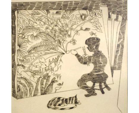 Charles Blackman (1928-2018), The Painter of the White Cats Garden, etching, no.23/100, titled and signed lower right in penc