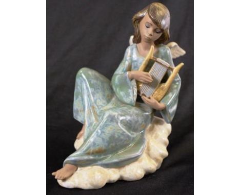 Lladro Gres figure of an angel with harp model #2194