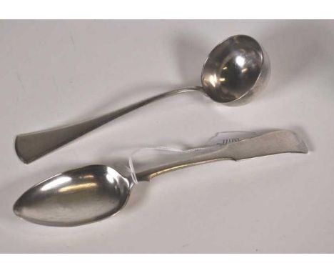 Czech silver ladle mark for 800, 74g approx., together with a antique Austro-Hungarian silver serving spoon, 49g approx.