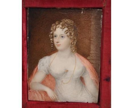Cased C19th portrait miniature 11cm x 8.5cm (image) approx.