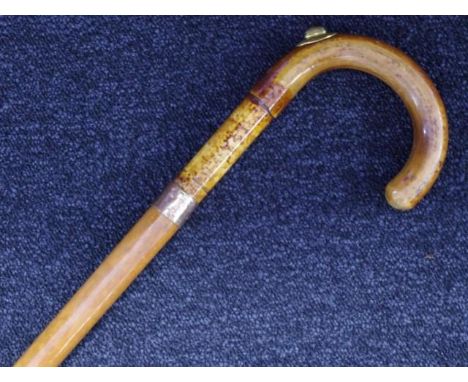 Crook handle walking stick with pencil, 94cm long approx.