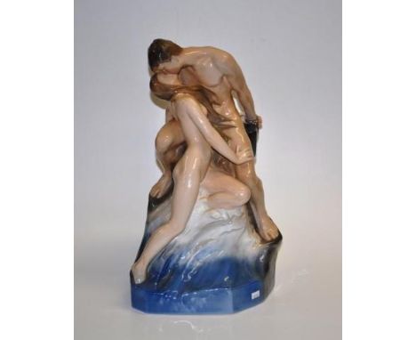 Royal Copenhagen 'Wave on the Rock' figure group model #1132, 46cm high approx.