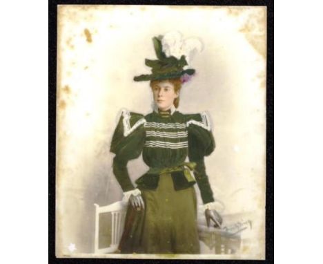 Vintage Ambling Adelaide portrait photograph coloured photograph portrait, on glass, circa 1906, signed lower right, hand wri