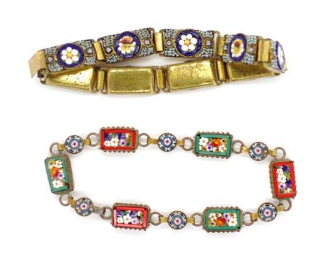 Two vintage micro mosaic bracelets
