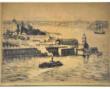 Lionel Arthur Lindsay (1874-1961) "Milsons Point" C:1925, etching, artist's proof, signed in pencil lower left, (15cm X 20cm 
