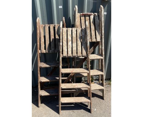 3 Wooden step ladders 