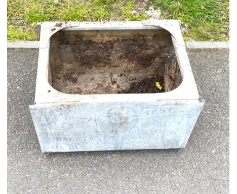 Galvanished planter, approximate measurements: Height 12.5 inches, Width 17 inches, Depth 12.5 inches 