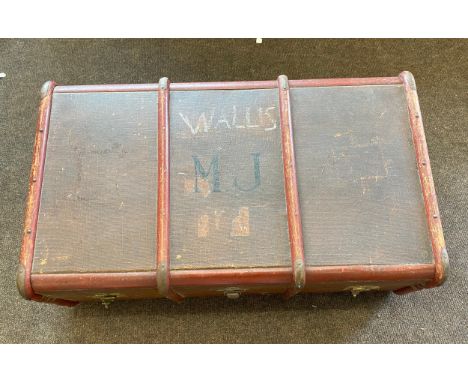 Vintage travel trunk and leather suitcase 