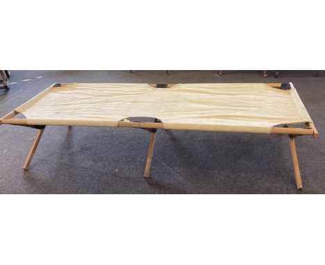 Vintage wooden folding camp bed 