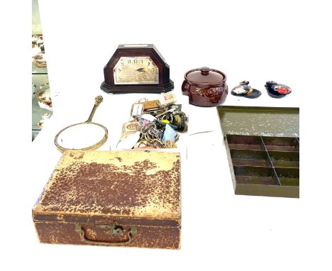 Selection of miscellaneous includes key rings, clock etc 