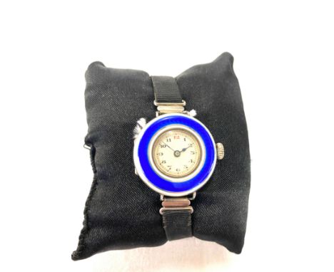 Vintage ladies enamel deco wristwatch, untested 
