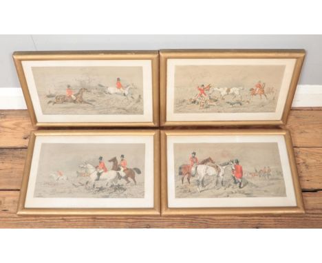 After John Fredrick Herring Snr. A set of four framed Vincent Brooks lithographs, hunting scenes. The Meet, Breaking Cover, F
