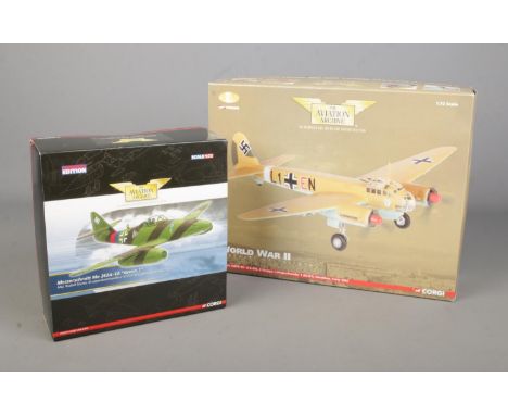 Two boxed Corgi The Aviation Archive diecast model planes. Junkers Ju88A-10, AA36781 and Messerschmitt Me 262A-1A, US35705. B