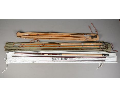 Three vintage three piece fishing rods; Alex Martin, J. Dickson &amp; Son and Ryobi JN-1012.  