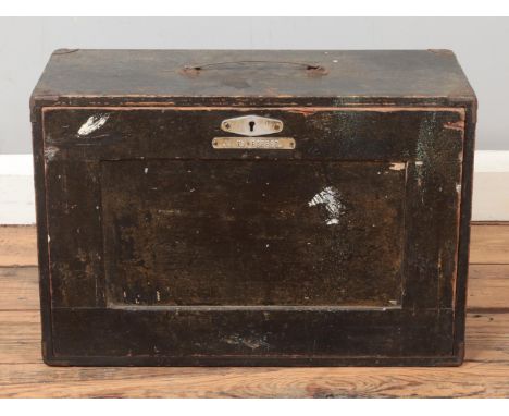 A vintage engineers tools chest featuring nameplate for J.R Barber with contents of hand tools to include Record plane, chise
