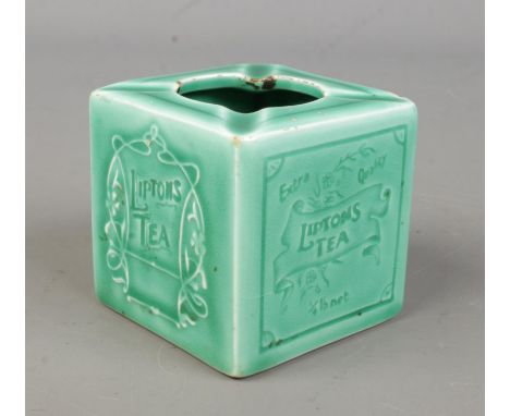 A vintage French Liptons Tea cigarette tray of cube form.  