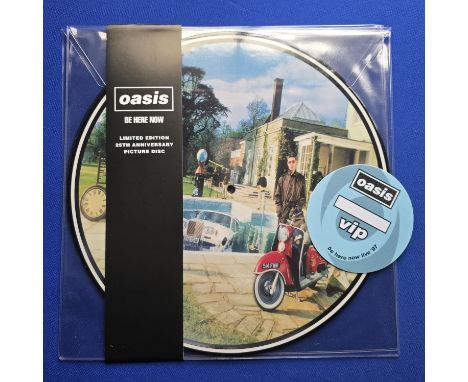 Oasis Be Here Now 1st issue Double Picture Disc Mint with Sash & VIP Tour Sticker Housed in pvc sleeves with sash, everything