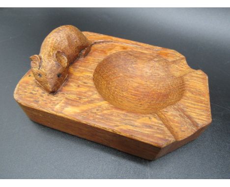 A Mouseman ashtray in light oak, good condition 10x8cm