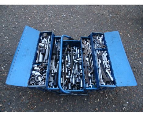 Metal toolbox full of socket sets and spanners&nbsp;