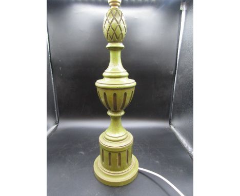 A green wooden lamp base 50cmH