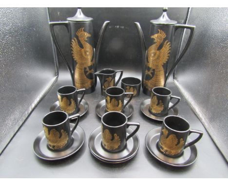 Portmeirion' Phoenix' coffee set for 6 with spare coffee pot and one extra saucer