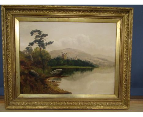 J Colis - Oil on artists board "View of Balmoral Castle from the river" 46x61 cm.Signed, Inscribed verso                     