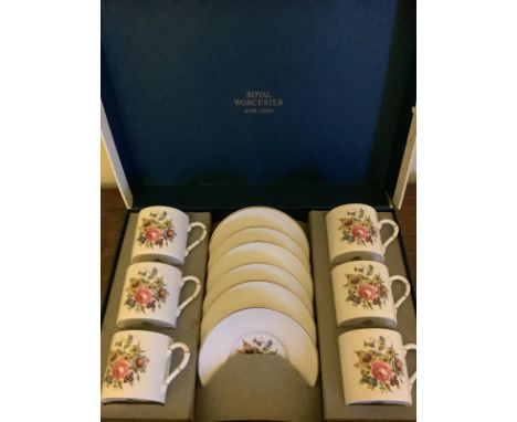 6 Royal Worcester bone china coffee cups&nbsp; saucers