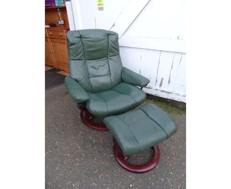 Green Stressless recliner with footstool&nbsp;