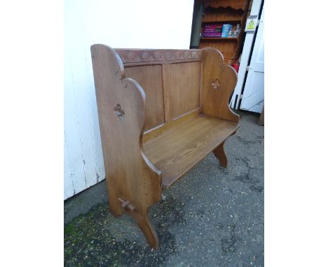 Oak Old Charm style pew H100cm W110cm D43cm approx