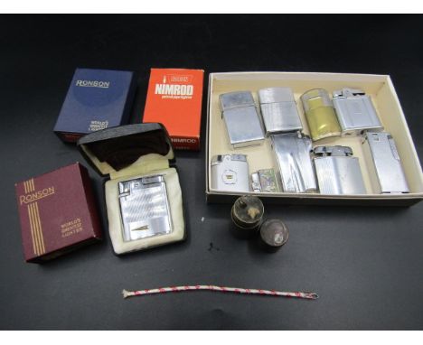 Lighters collection inc brass lighter with King George head, Ronson, Zippo etc&nbsp;