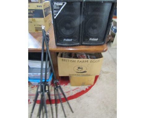 Pair Pro Sound speakers and 3 speaker stands&nbsp;