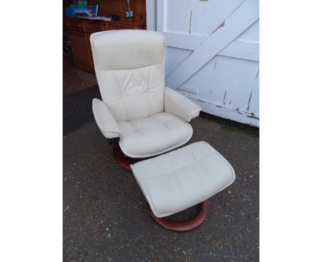 Cream Stressless recliner with footstool