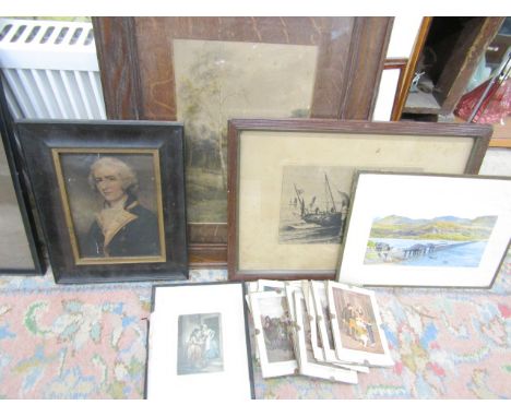 Original etching Stratford Upon Avon, Cries of London prints, a woodland etching and prints
