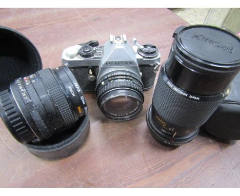 Pentax camera and 2 camera lenses&nbsp;