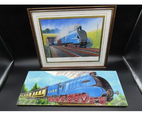 2 Mallard pictures- Mallard at Speed print32x27cm&nbsp; and a Mallard print on 'tile'&nbsp; 40x15cm(resin not ceramic) and 3 