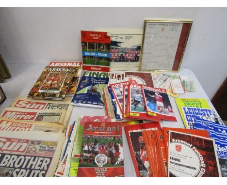 A collection of Arsenal memorabilia inc autographs frrom 1982-83, signed Alan Smith photograph, programmes from 1960's-1980's