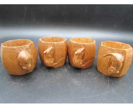 set of 4 Mouseman napkin rings 5cmL