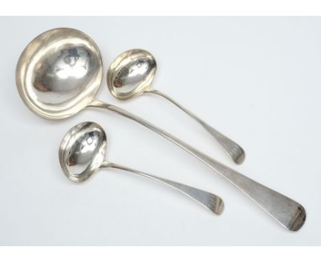 A George III silver Old English pattern soup ladle, maker Thomas Dicks, London, 1814: initialled, 33cm. long, together with a